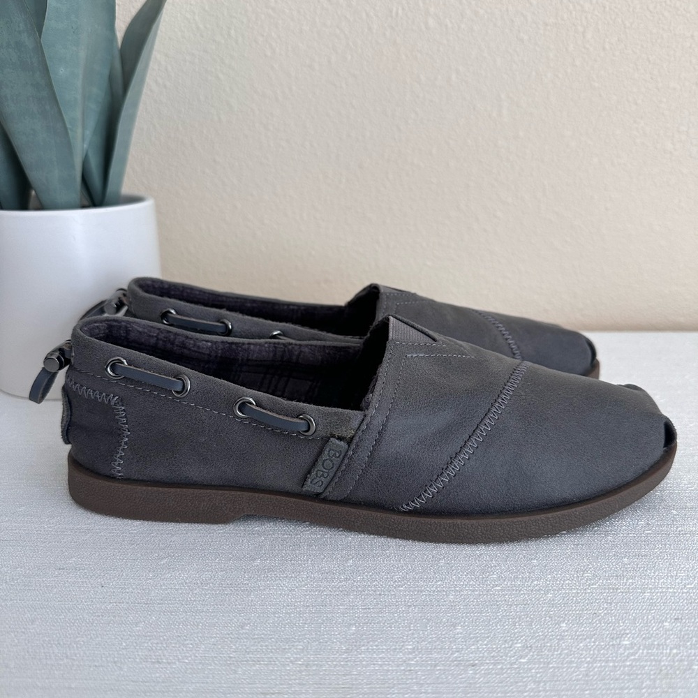 BOBS Gray Faux Suede Slip On Memory Foam Slip On Flats Women’s 7.5
